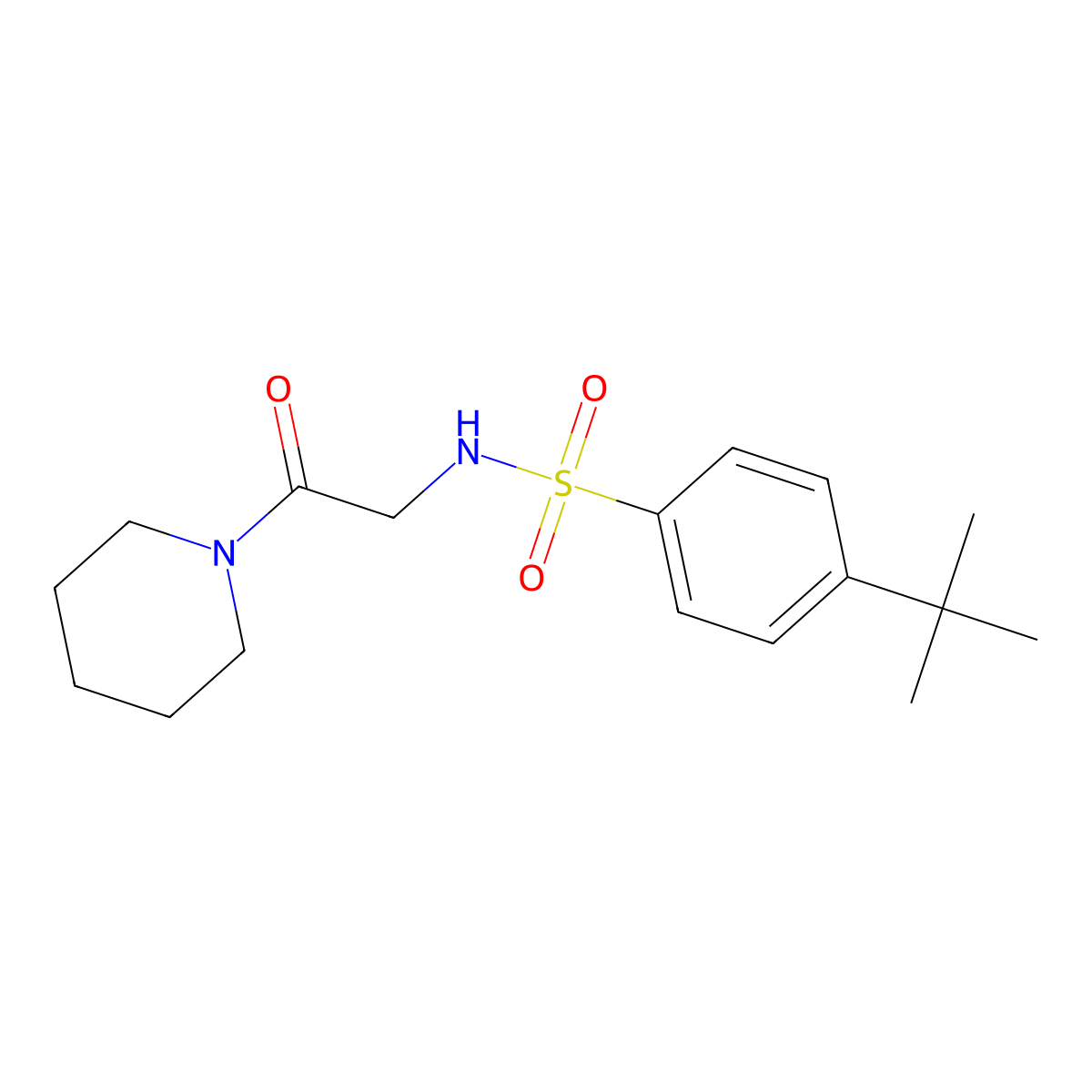 4-(tert-butyl)-N-(2-oxo-2-(piperidin-1-yl)ethyl)benzenesulfonamide molecular structure, CAS 727689-29-4
