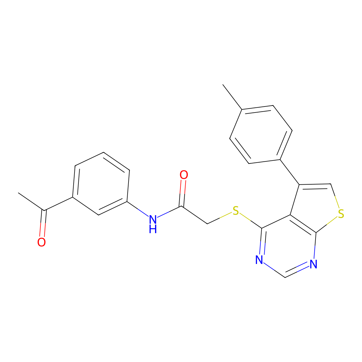 N-(3-acetylphenyl)-2-((5-(p-tolyl)thieno[2,3-d]pyrimidin-4-yl)thio)acetamide molecular structure, CAS 727689-31-8