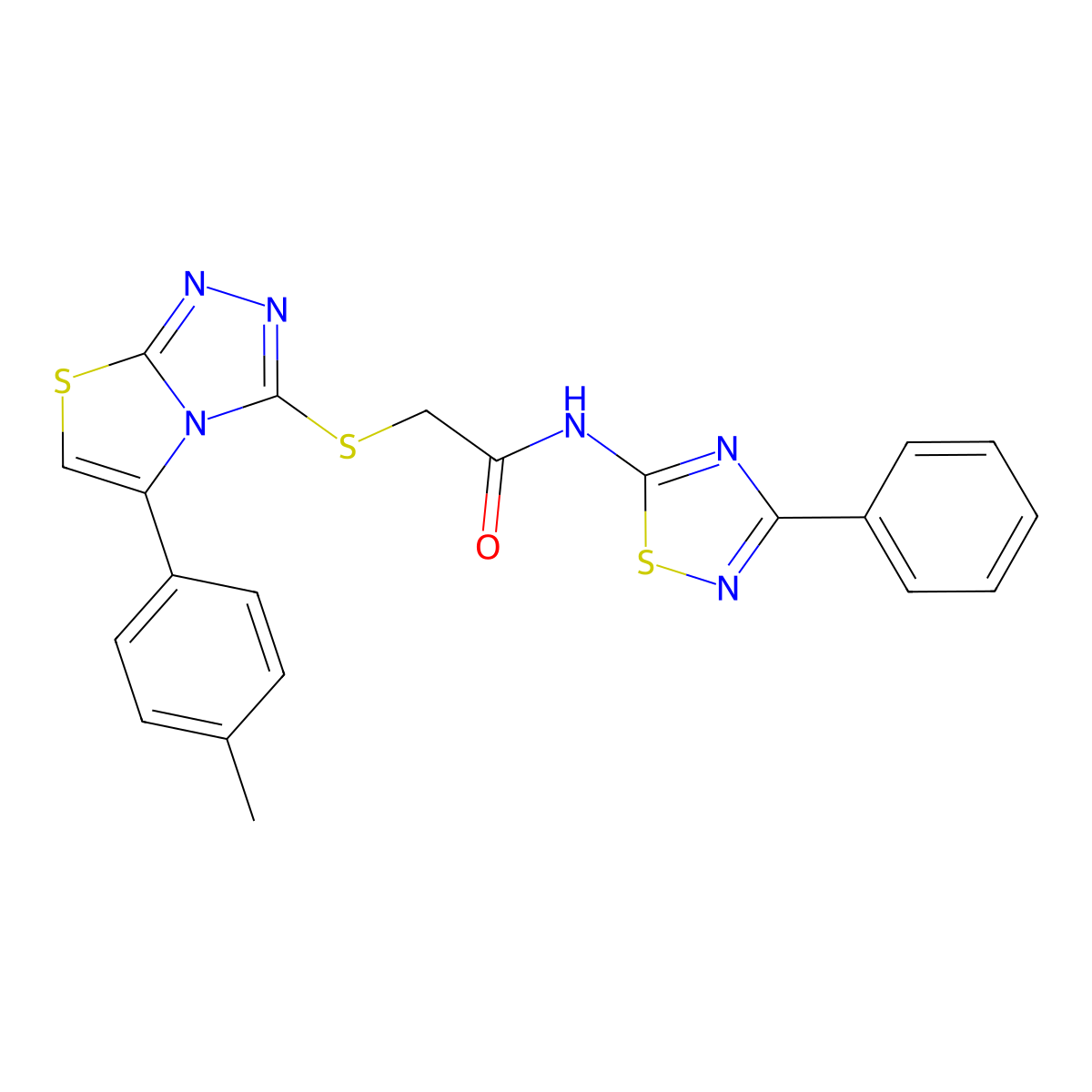 N-(3-phenyl-1,2,4-thiadiazol-5-yl)-2-((5-(p-tolyl)thiazolo[2,3-c][1,2,4]triazol-3-yl)thio)acetamide molecular structure, CAS 727689-42-1