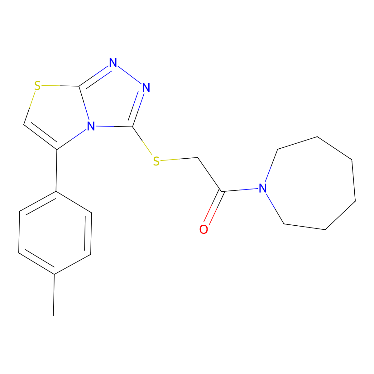 1-(Azepan-1-yl)-2-((5-(p-tolyl)thiazolo[2,3-c][1,2,4]triazol-3-yl)thio)ethanone molecular structure, CAS 727689-45-4