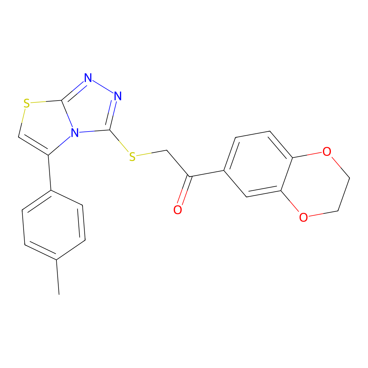 1-(2,3-Dihydrobenzo[b][1,4]dioxin-6-yl)-2-((5-(p-tolyl)thiazolo[2,3-c][1,2,4]triazol-3-yl)thio)ethanone molecular structure, CAS 727689-50-1