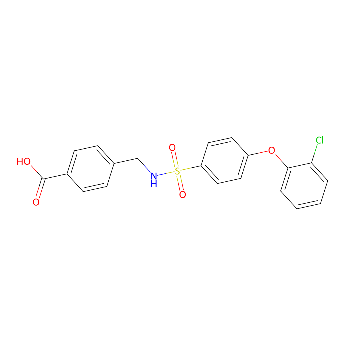 4-(((4-(2-Chlorophenoxy)phenyl)sulfonamido)methyl)benzoic acid molecular structure, CAS 727689-54-5