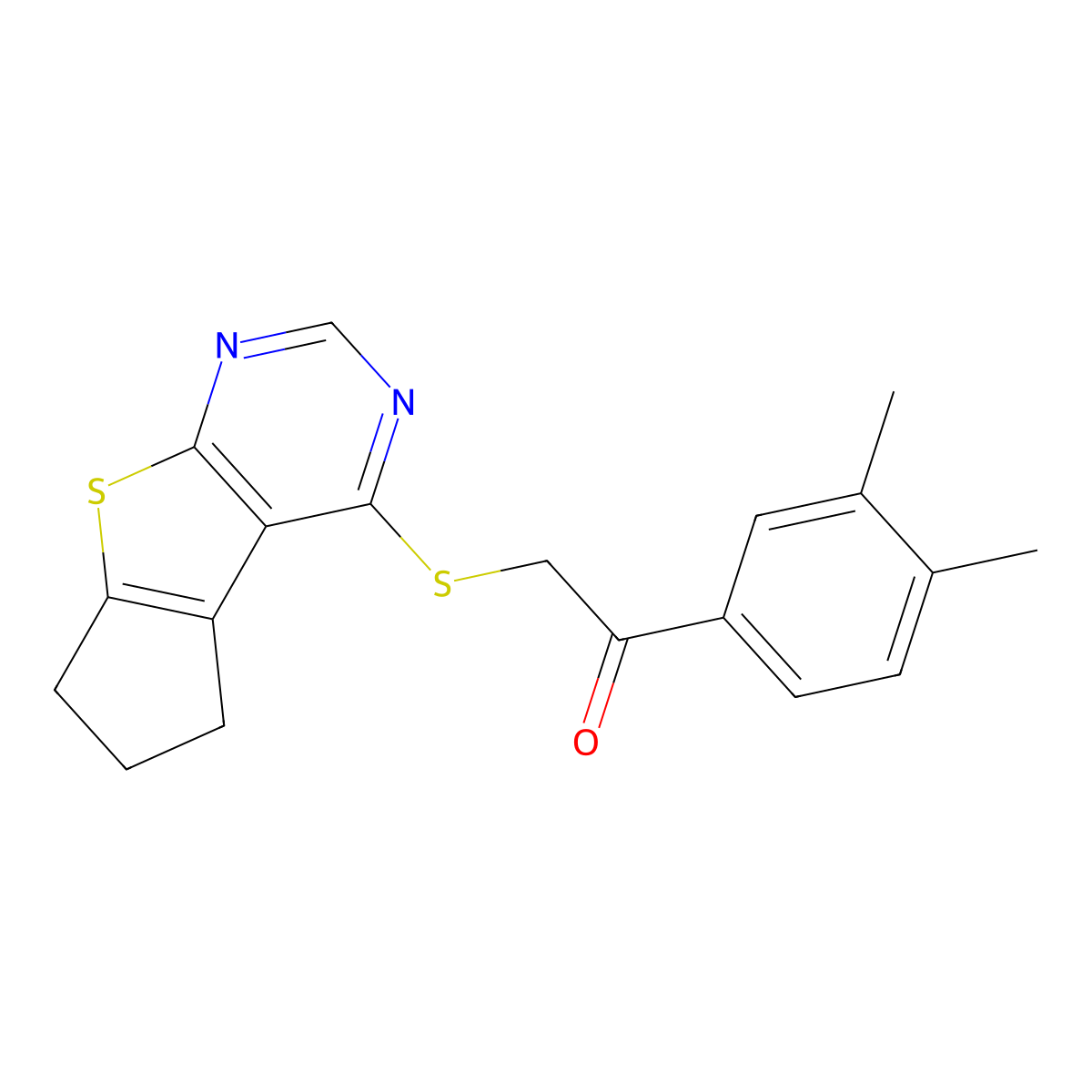 1-(3,4-Dimethylphenyl)-2-{7-thia-9,11-diazatricyclo[6.4.0.0^{2,6}]dodeca-1(8),2(6),9,11-tetraen-12-ylsulfanyl}ethan-1-one molecular structure, CAS 727689-59-0