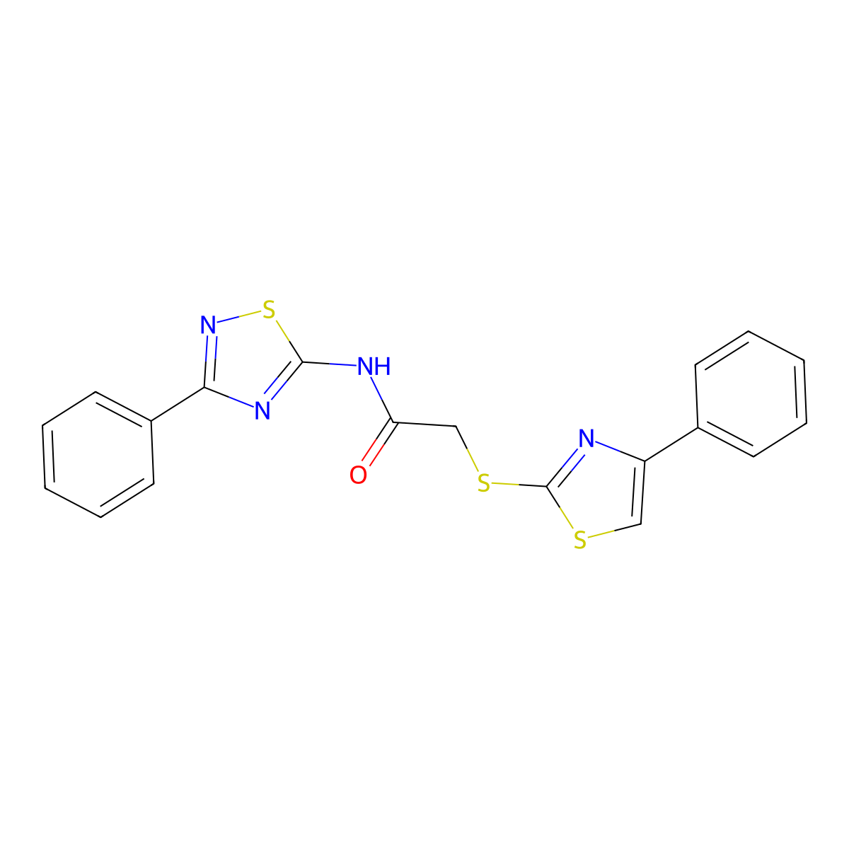 N-(3-phenyl-1,2,4-thiadiazol-5-yl)-2-[(4-phenyl-1,3-thiazol-2-yl)sulfanyl]acetamide molecular structure, CAS 727689-60-3
