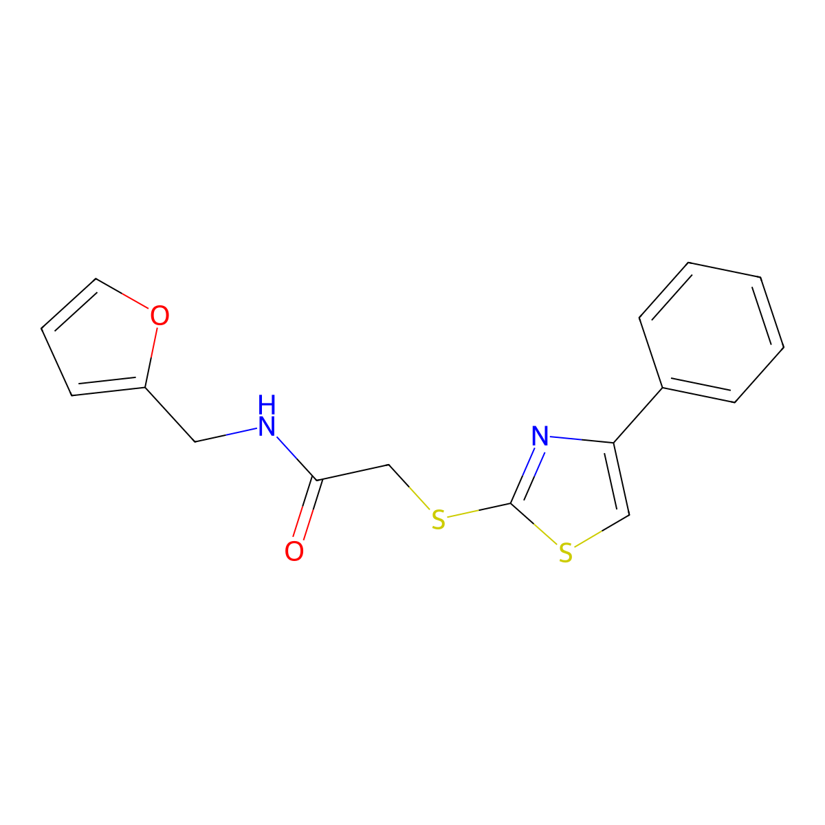 N-(2-furylmethyl)-2-[(4-phenyl-1,3-thiazol-2-yl)thio]acetamide molecular structure, CAS 727689-62-5