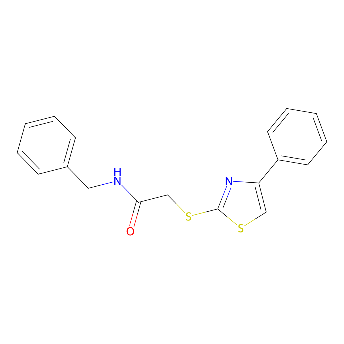 N-benzyl-2-[(4-phenyl-1,3-thiazol-2-yl)sulfanyl]acetamide molecular structure, CAS 727689-64-7