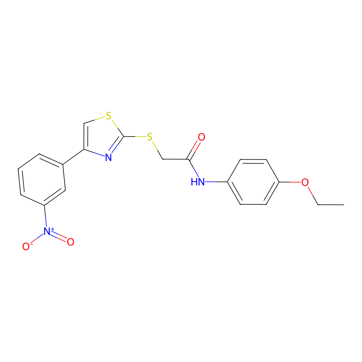 N-(4-ethoxyphenyl)-2-{[4-(3-nitrophenyl)-1,3-thiazol-2-yl]sulfanyl}acetamide molecular structure, CAS 727689-65-8