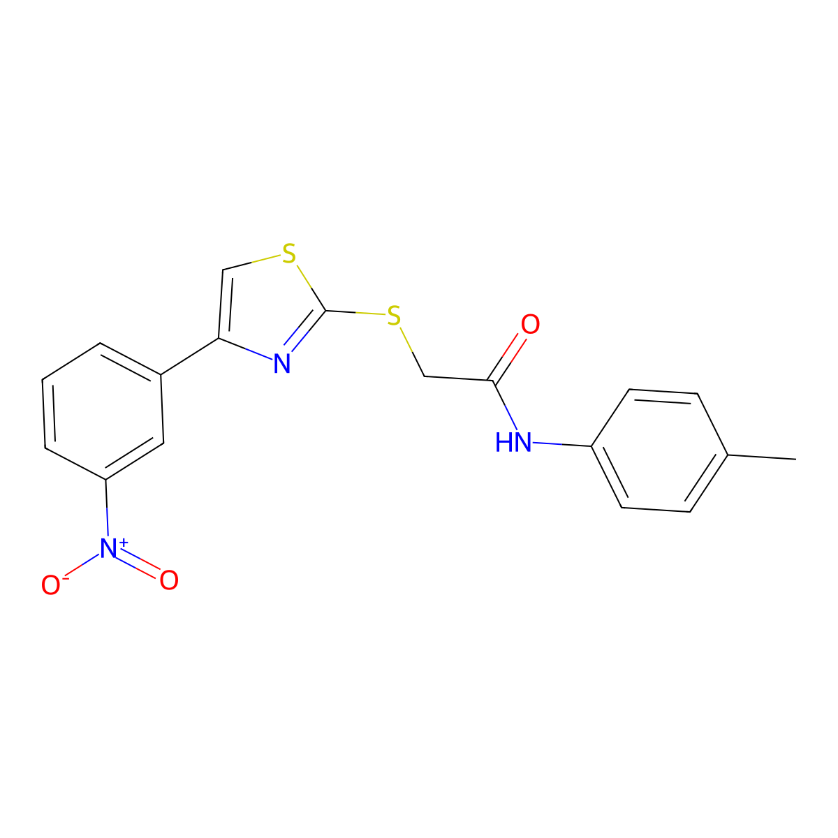 N-(4-methylphenyl)-2-{[4-(3-nitrophenyl)-1,3-thiazol-2-yl]sulfanyl}acetamide molecular structure, CAS 727689-66-9