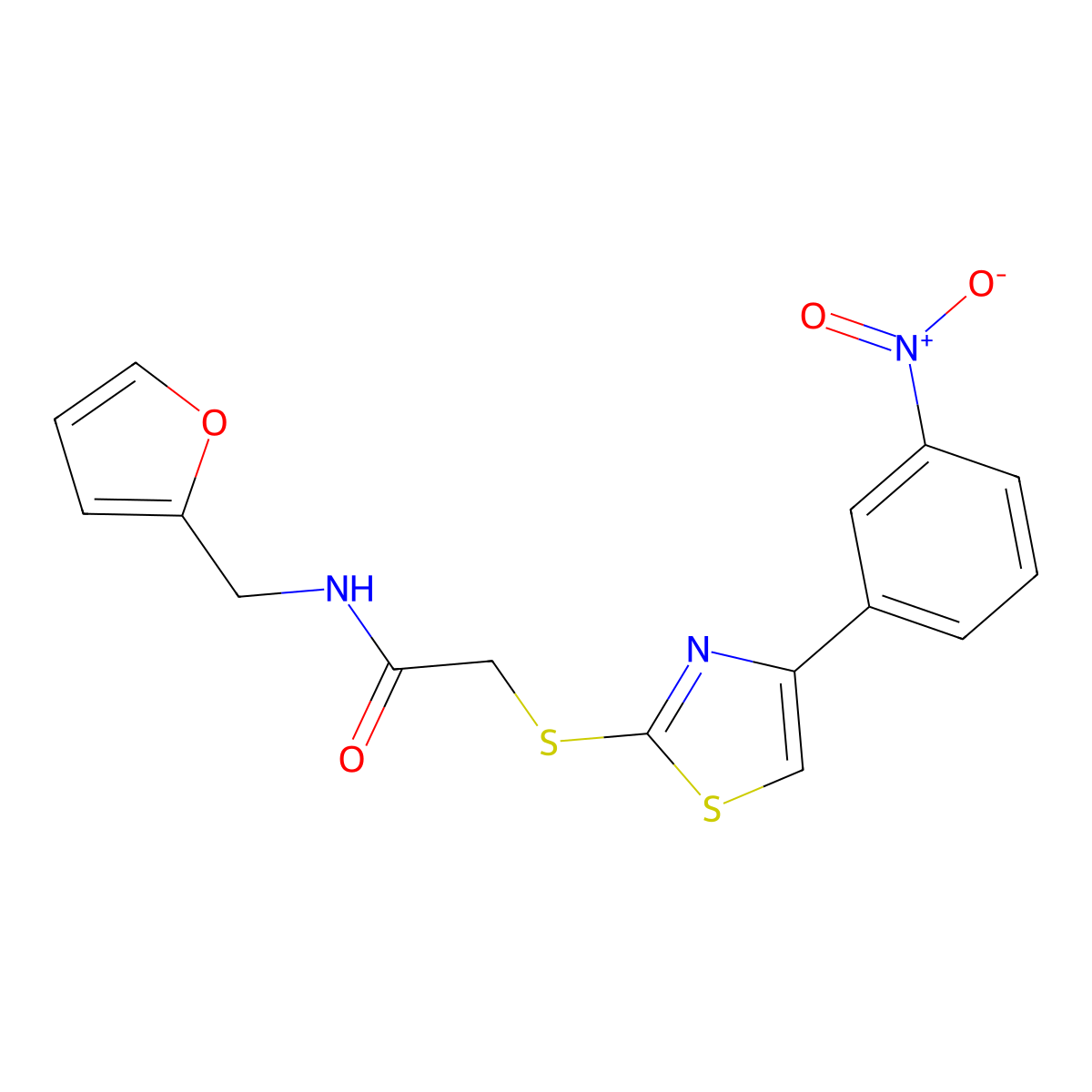 N-[(furan-2-yl)methyl]-2-{[4-(3-nitrophenyl)-1,3-thiazol-2-yl]sulfanyl}acetamide molecular structure, CAS 727689-69-2