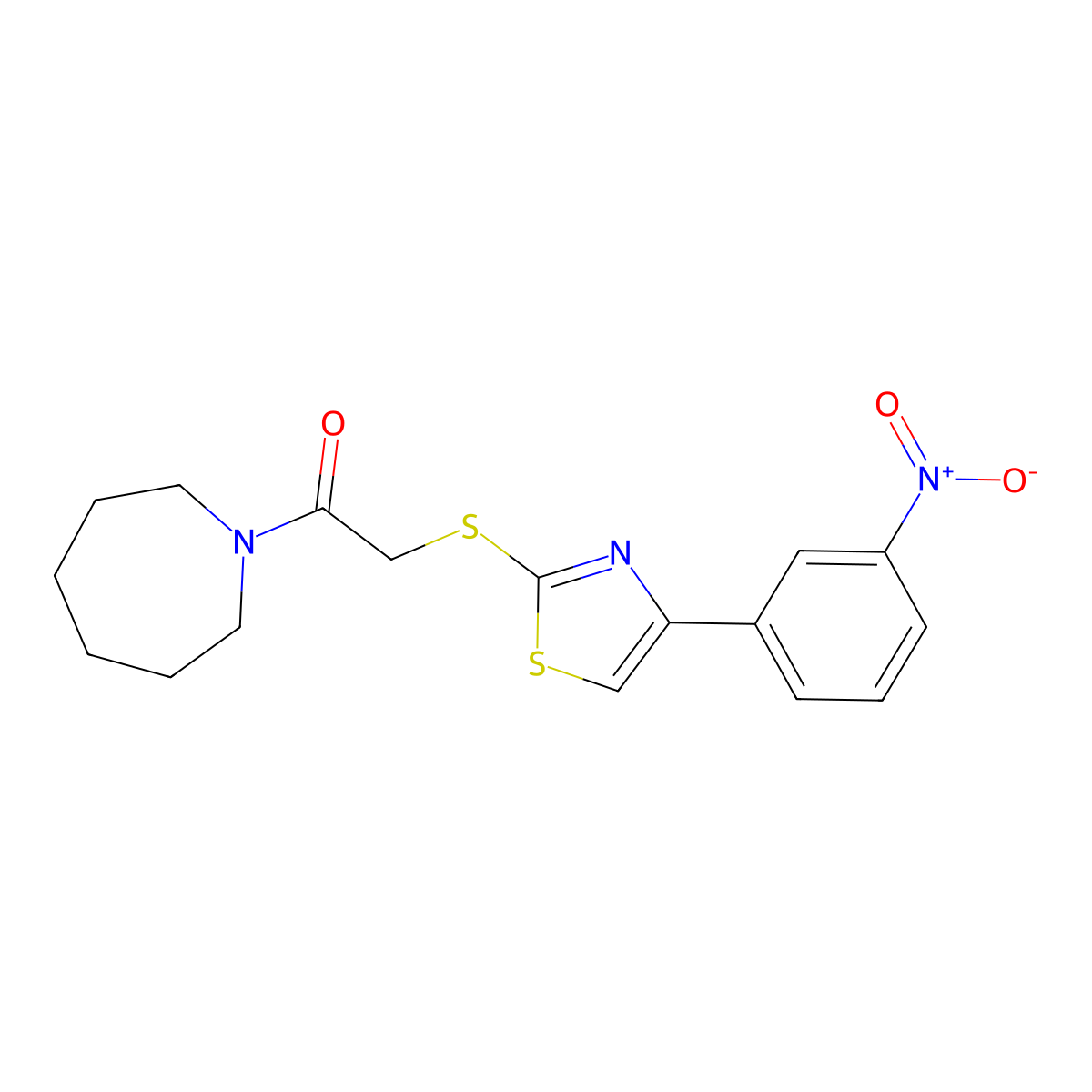 1-(Azepan-1-yl)-2-{[4-(3-nitrophenyl)-1,3-thiazol-2-yl]sulfanyl}ethan-1-one molecular structure, CAS 727689-71-6