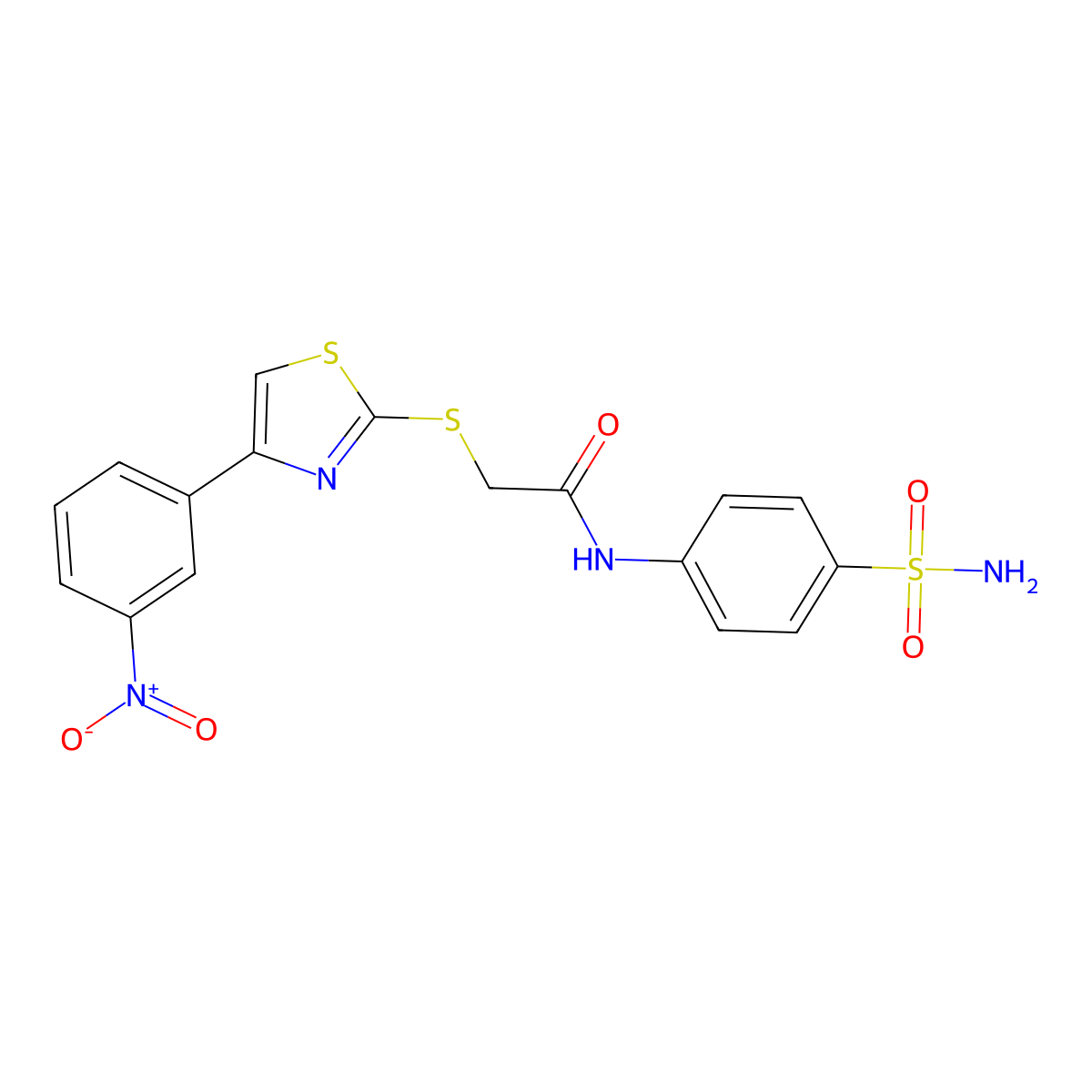 2-{[4-(3-Nitrophenyl)-1,3-thiazol-2-YL]sulfanyl}-N-(4-sulfamoylphenyl)acetamide molecular structure, CAS 727689-76-1