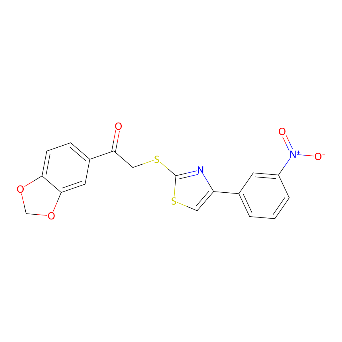 1-(2H-1,3-benzodioxol-5-yl)-2-{[4-(3-nitrophenyl)-1,3-thiazol-2-yl]sulfanyl}ethan-1-one molecular structure, CAS 727689-79-4