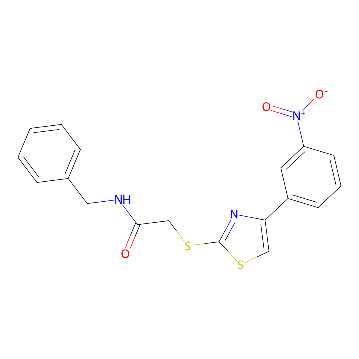 N-benzyl-2-{[4-(3-nitrophenyl)-1,3-thiazol-2-yl]sulfanyl}acetamide molecular structure, CAS 727689-82-9