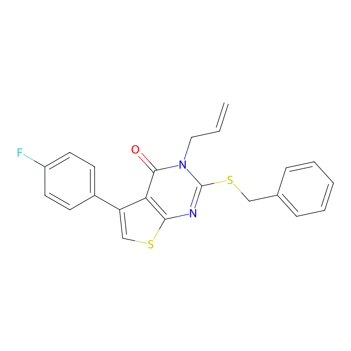 3-allyl-2-(benzylthio)-5-(4-fluorophenyl)thieno[2,3-d]pyrimidin-4(3H)-one molecular structure, CAS 727689-90-9