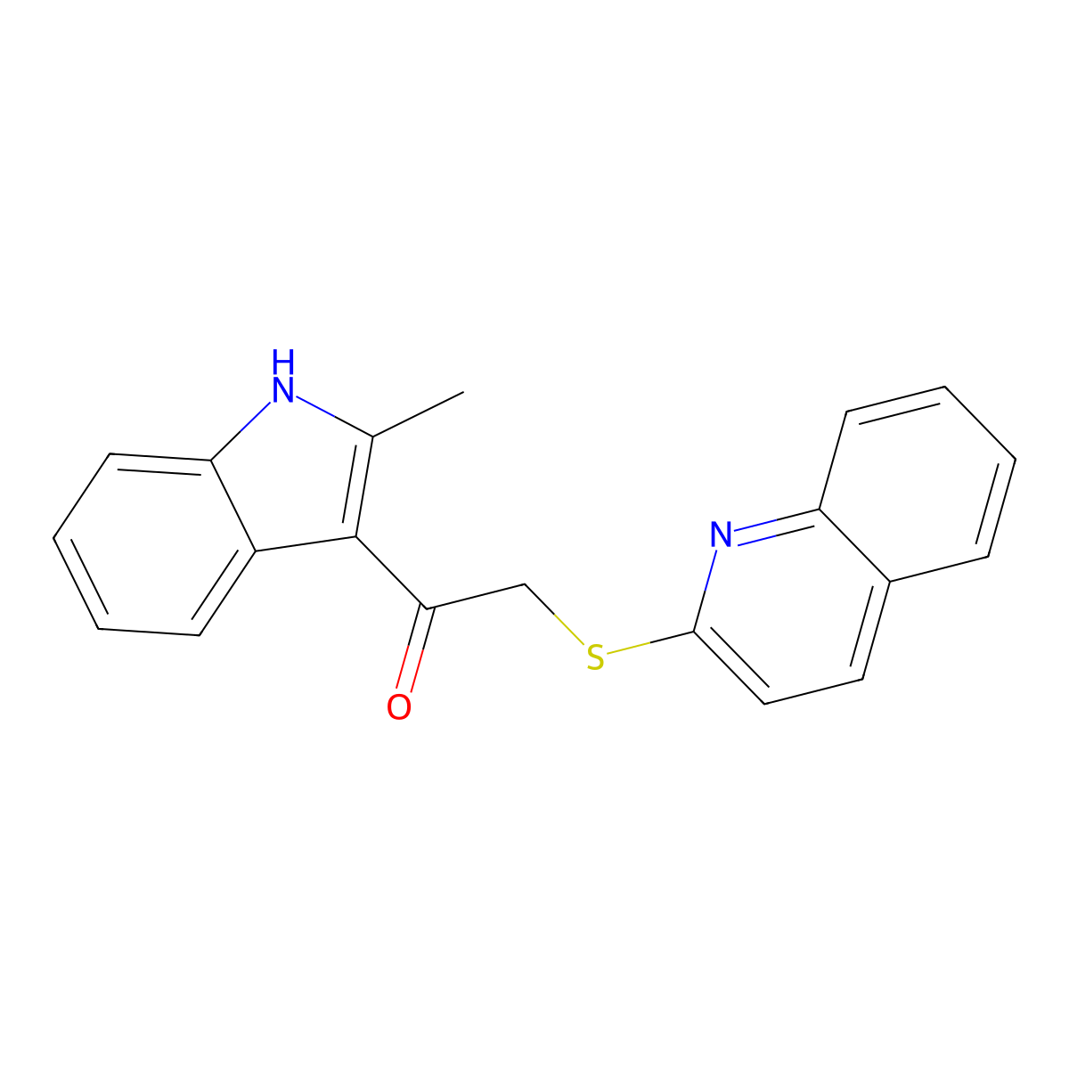 1-(2-methyl-1H-indol-3-yl)-2-quinolin-2-ylsulfanylethanone molecular structure, CAS 727689-94-3