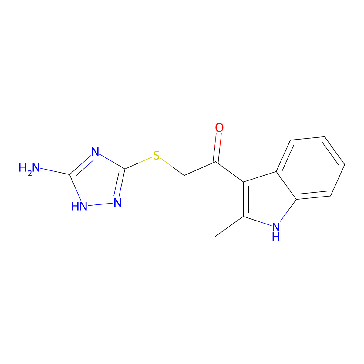 2-((5-amino-1H-1,2,4-triazol-3-yl)thio)-1-(2-methyl-1H-indol-3-yl)ethanone molecular structure, CAS 727689-98-7
