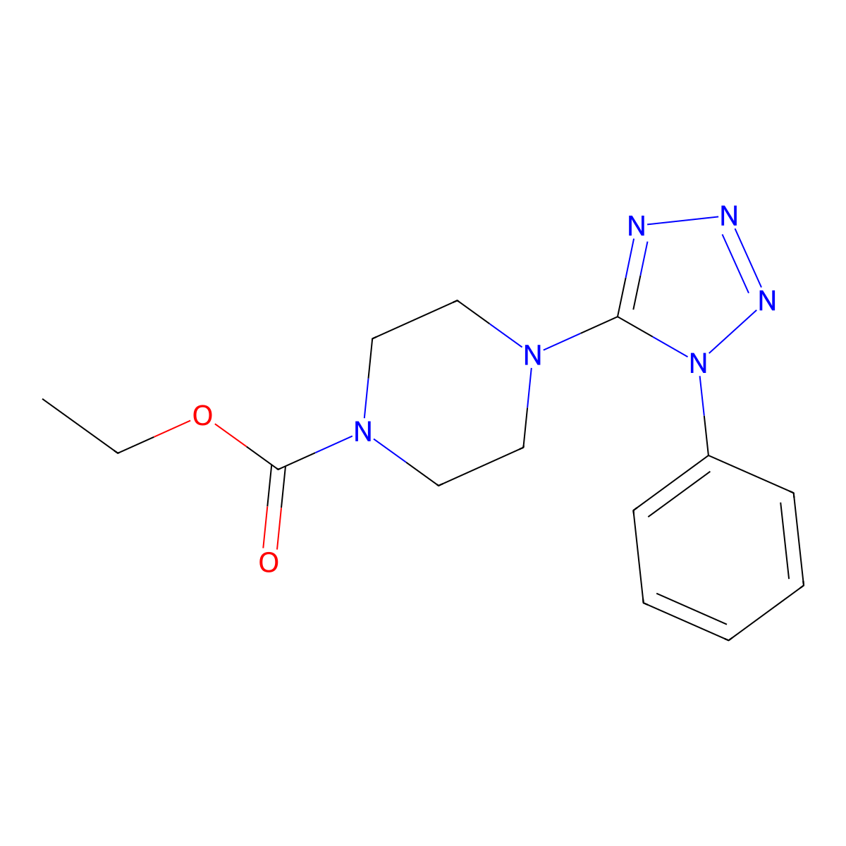 ethyl 4-(1-phenyl-1H-tetraazol-5-yl)-1-piperazinecarboxylate molecular structure, CAS 727690-13-3