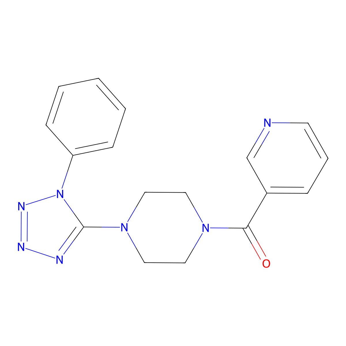 [4-(1-Phenyltetrazol-5-yl)piperazin-1-yl]-pyridin-3-ylmethanone molecular structure, CAS 727690-16-6