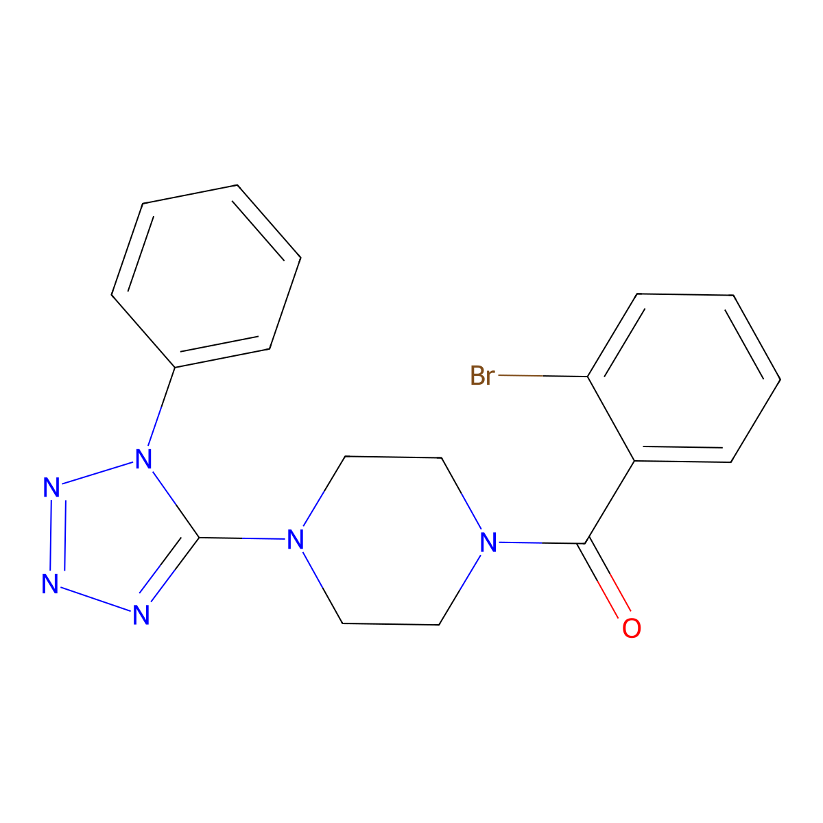 (2-Bromophenyl)-[4-(1-phenyltetrazol-5-yl)piperazin-1-yl]methanone molecular structure, CAS 727690-17-7