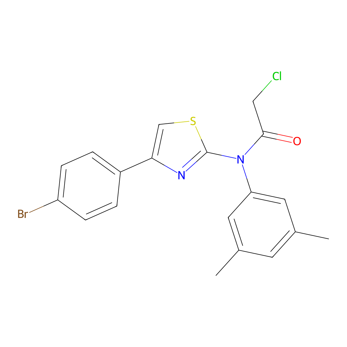 N-[4-(4-bromophenyl)-1,3-thiazol-2-yl]-2-chloro-N-(3,5-dimethylphenyl)acetamide molecular structure, CAS 727696-08-4