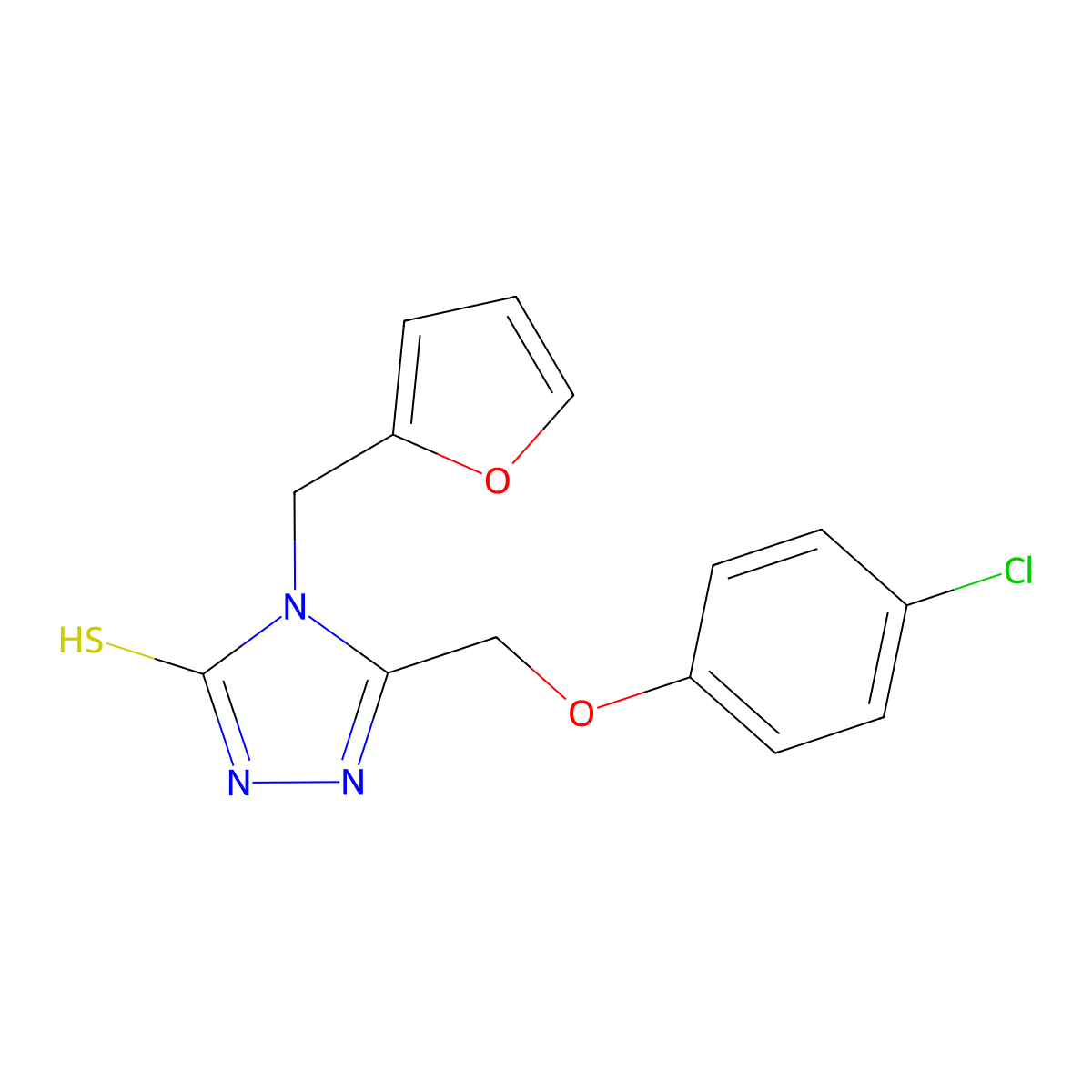5-(4-chlorophenoxymethyl)-4-(furan-2-ylmethyl)-4H-1,2,4-triazole-3-thiol molecular structure, CAS 727696-09-5