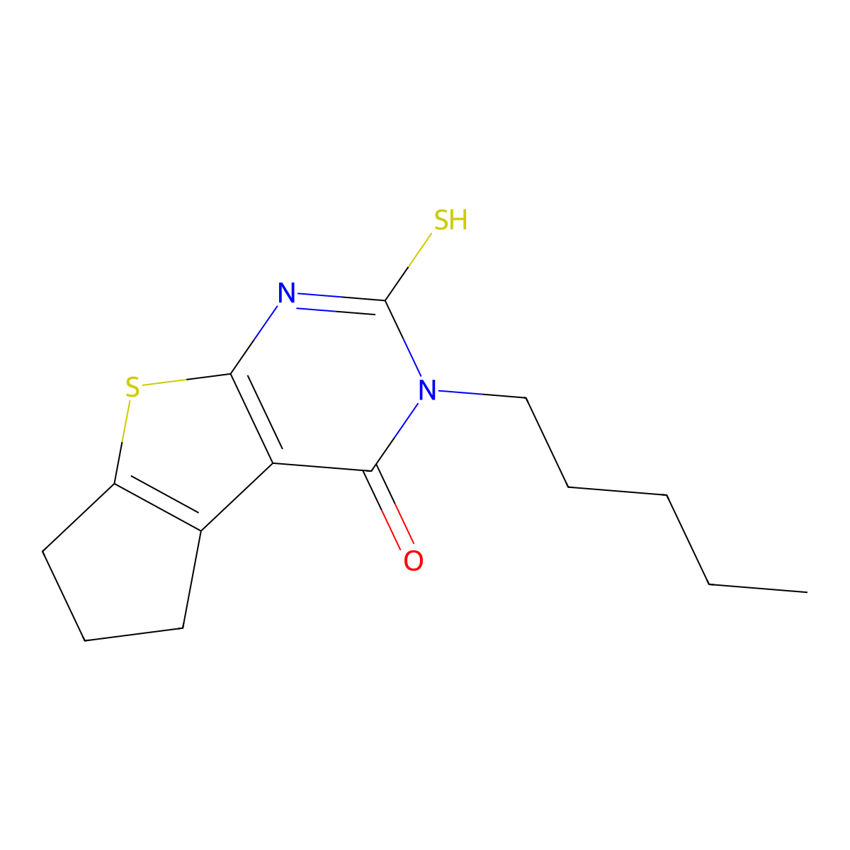 11-Pentyl-10-sulfanyl-7-thia-9,11-diazatricyclo[6.4.0.0,2,6]dodeca-1(8),2(6),9-trien-12-one molecular structure, CAS 727696-13-1