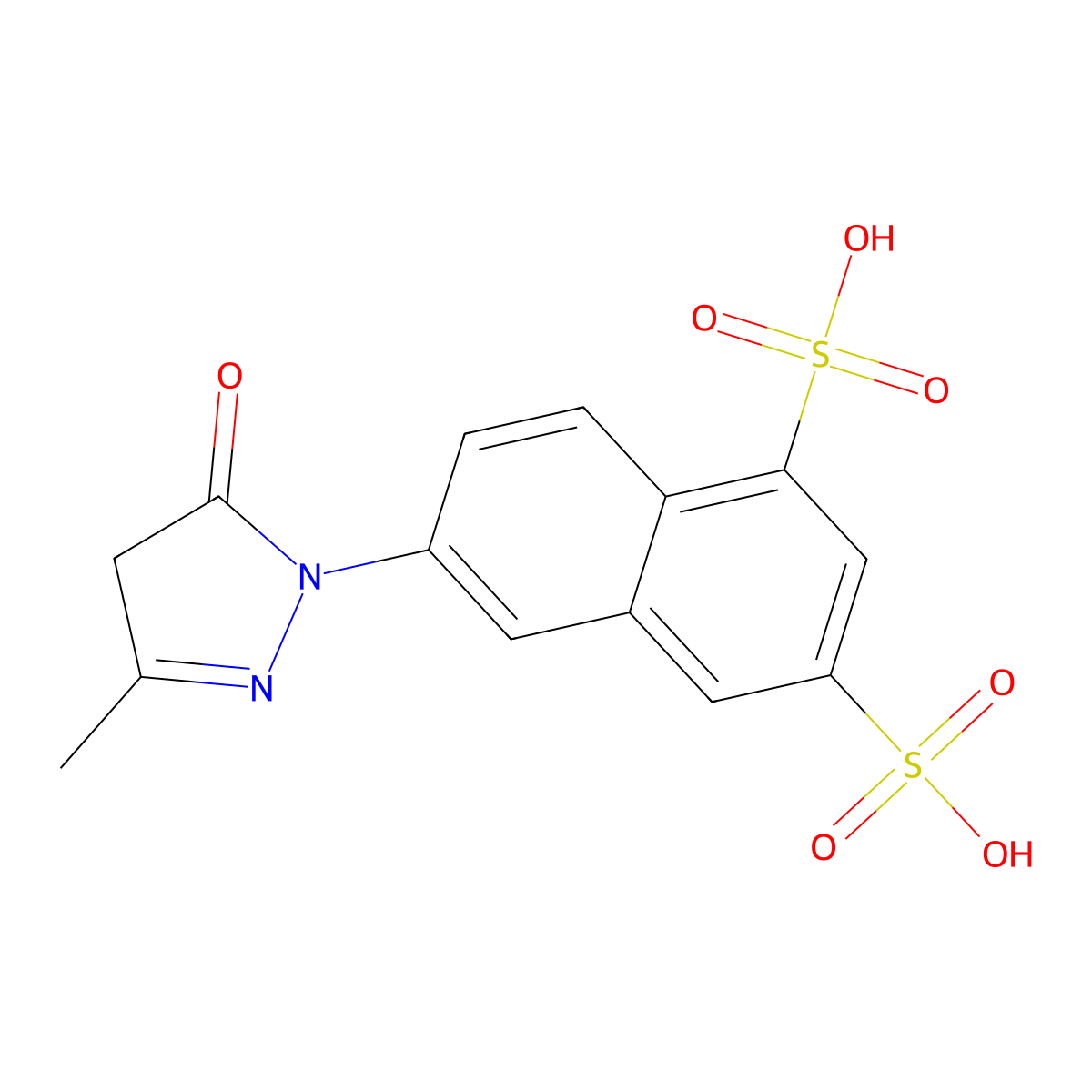 1,3-Naphthalenedisulfonic acid, 6-(4,5-dihydro-3-methyl-5-oxo-1H-pyrazol-1-yl)- molecular structure, CAS 7277-87-4