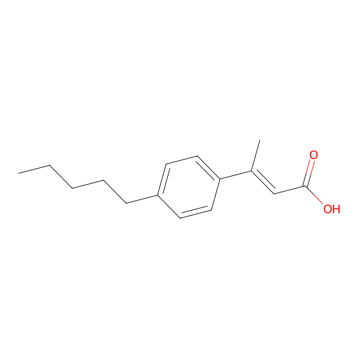 E)-3-(4-pentylphenyl)but-2-enoic acid molecular structure, CAS 72770-11-7