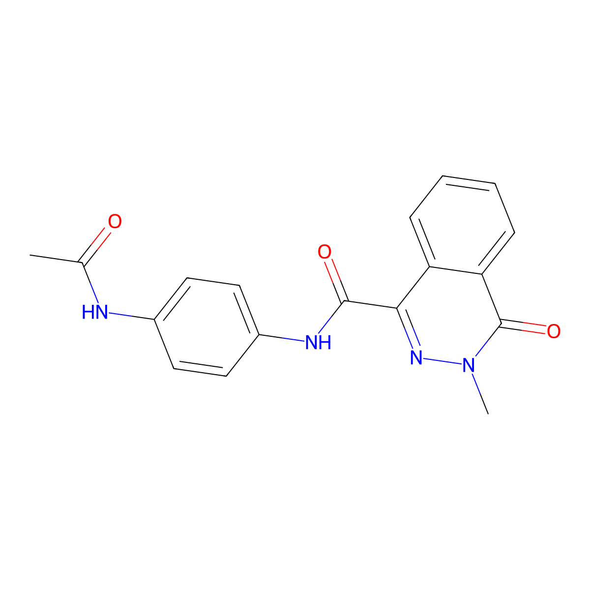 N-(4-acetamidophenyl)-3-methyl-4-oxo-3,4-dihydrophthalazine-1-carboxamide molecular structure, CAS 727701-20-4
