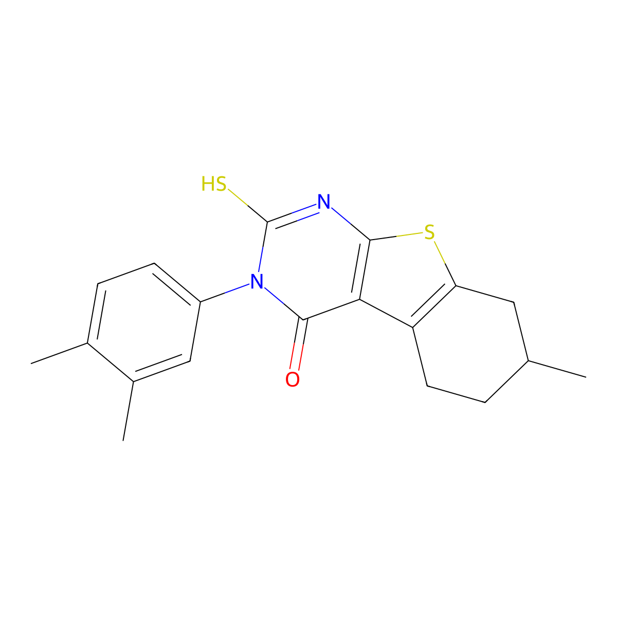 4-(3,4-Dimethylphenyl)-11-methyl-5-sulfanyl-8-thia-4,6-diazatricyclo[7.4.0.0,2,7]trideca-1(9),2(7),5-trien-3-one molecular structure, CAS 727704-59-8