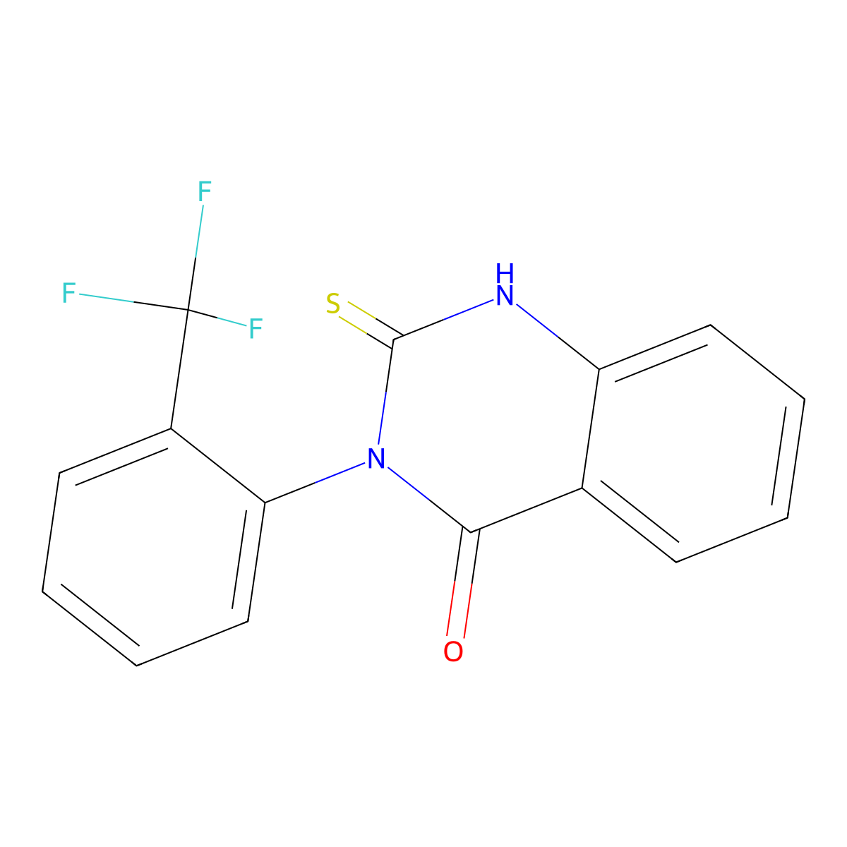 2-Sulfanyl-3-[2-(trifluoromethyl)phenyl]-3,4-dihydroquinazolin-4-one molecular structure, CAS 727704-63-4