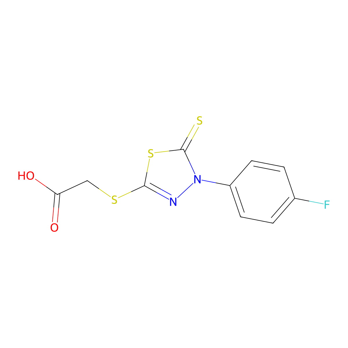 2-{[4-(4-Fluorophenyl)-5-sulfanylidene-4,5-dihydro-1,3,4-thiadiazol-2-yl]sulfanyl}acetic acid molecular structure, CAS 727704-74-7