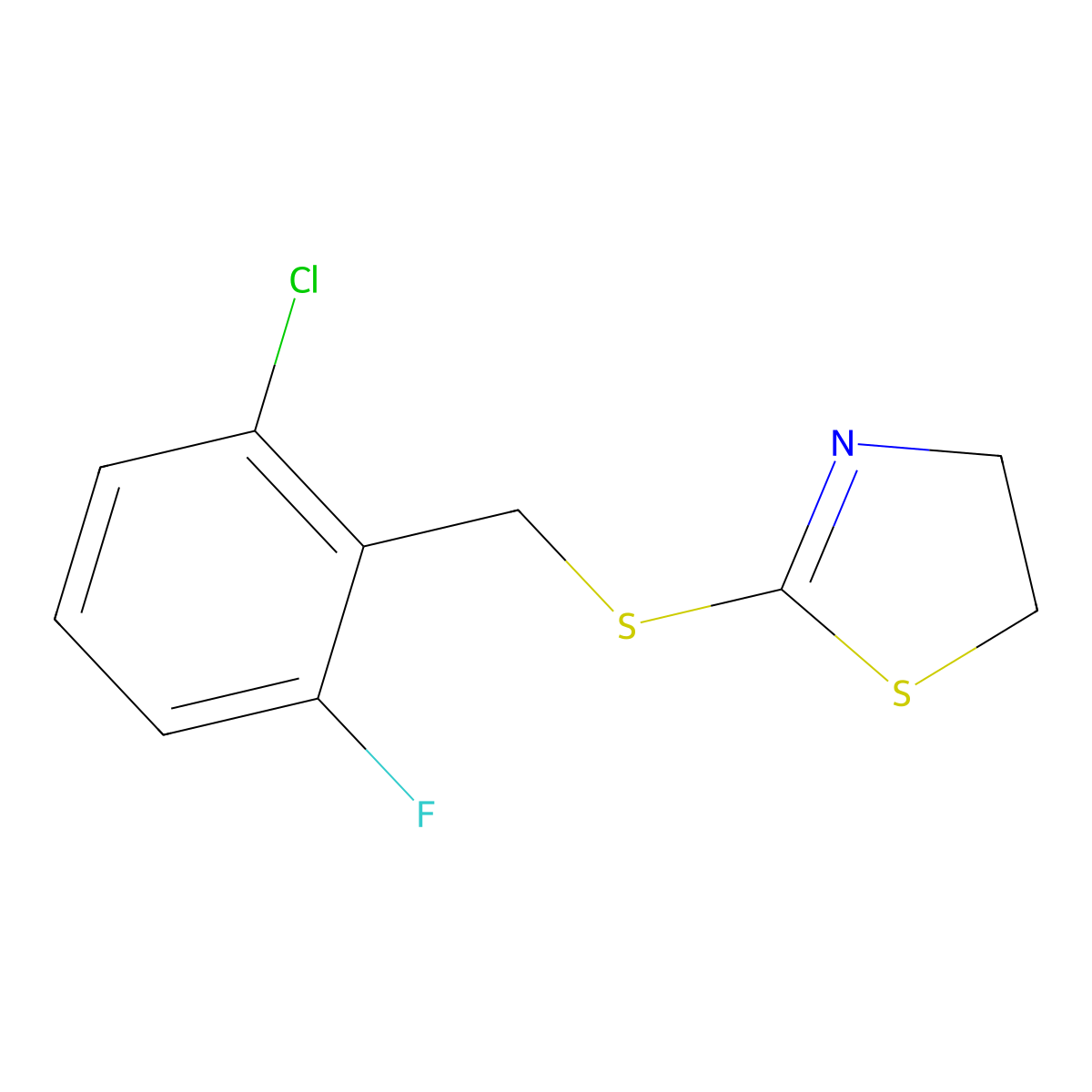 2-[(2-Chloro-6-fluorophenyl)methylsulfanyl]-4,5-dihydro-1,3-thiazole molecular structure, CAS 727704-95-2