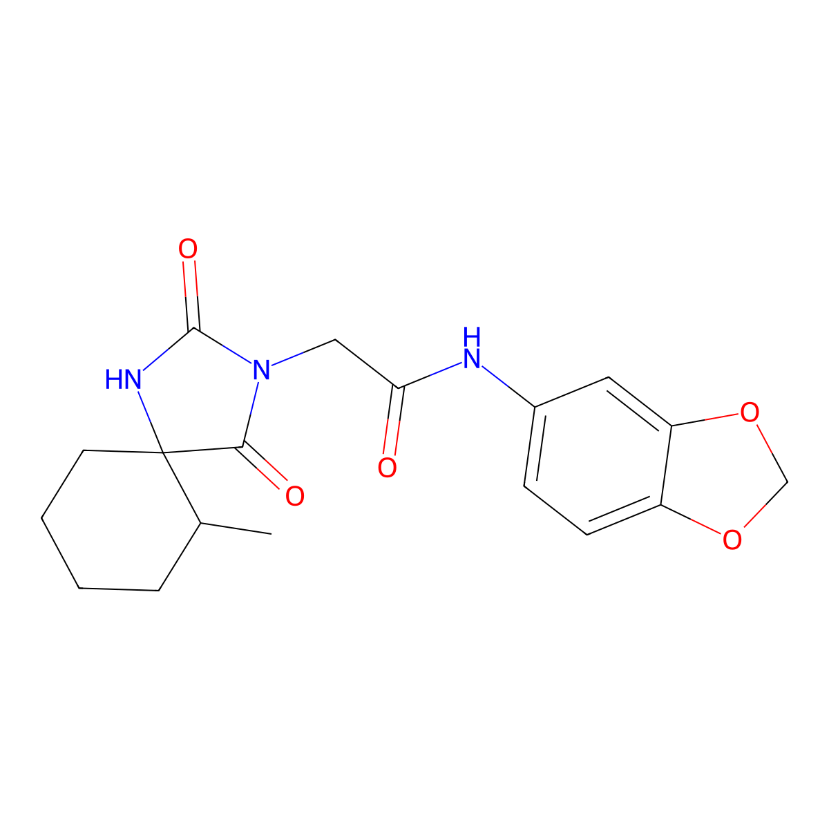 N-(2H-1,3-benzodioxol-5-yl)-2-{6-methyl-2,4-dioxo-1,3-diazaspiro[4.5]decan-3-yl}acetamide molecular structure, CAS 727706-12-9