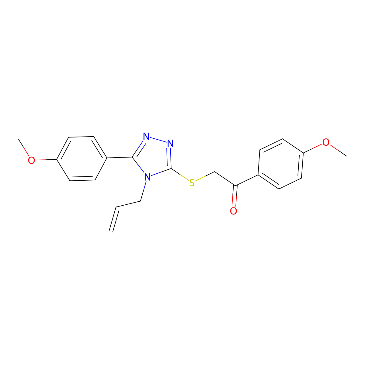 1-(4-methoxyphenyl)-2-{[5-(4-methoxyphenyl)-4-(prop-2-en-1-yl)-4H-1,2,4-triazol-3-yl]sulfanyl}ethanone molecular structure, CAS 727711-99-1