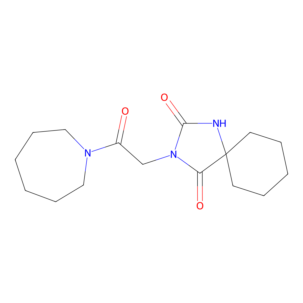 3-(2-Azepan-1-yl-2-oxoethyl)-1,3-diazaspiro[4.5]decane-2,4-dione molecular structure, CAS 727712-80-3