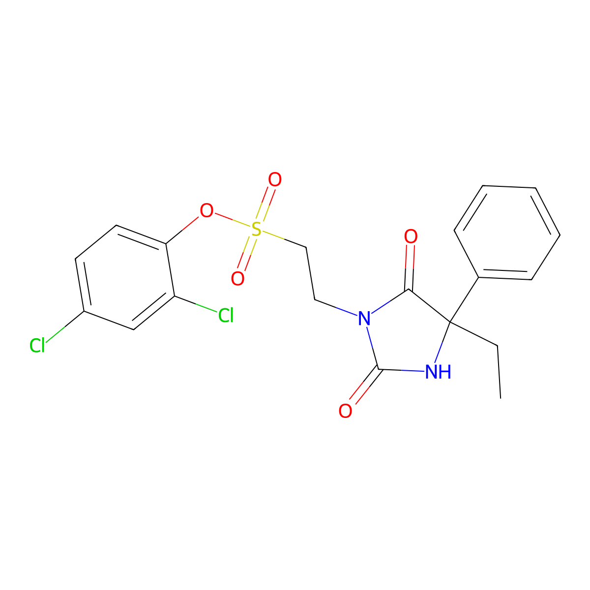 (2,4-Dichlorophenyl) 2-(4-ethyl-2,5-dioxo-4-phenylimidazolidin-1-yl)ethanesulfonate molecular structure, CAS 727714-72-9