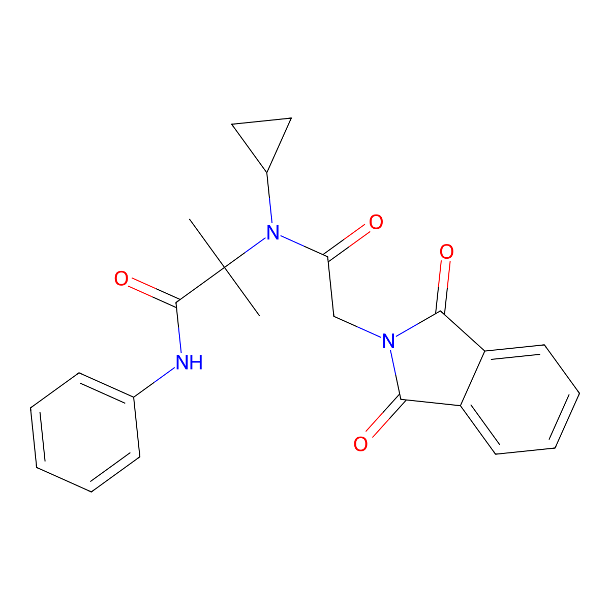 2-[2-(1,3-dioxobenzo[c]azolin-2-yl)-N-cyclopropylacetylamino]-2-methyl-N-pheny lpropanamide molecular structure, CAS 727714-73-0