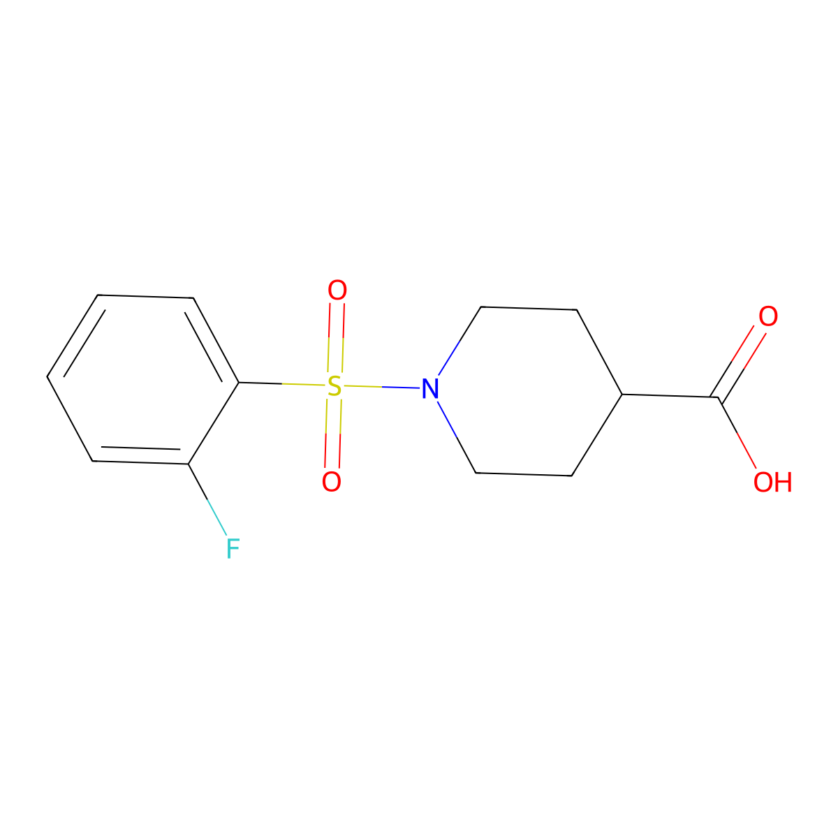 1-(2-Fluorobenzenesulfonyl)piperidine-4-carboxylic acid molecular structure, CAS 727717-65-9
