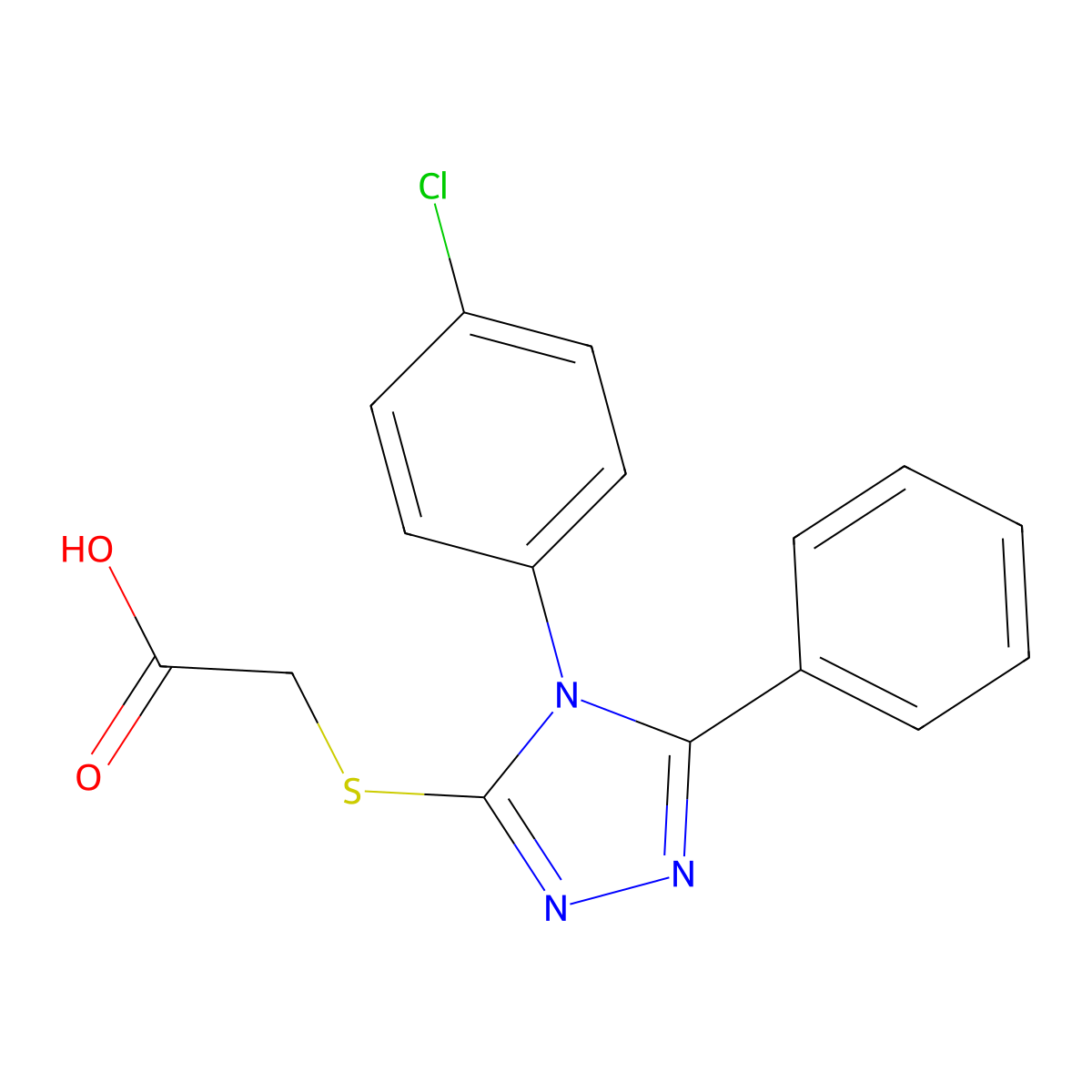 2-{[4-(4-chlorophenyl)-5-phenyl-4H-1,2,4-triazol-3-yl]sulfanyl}acetic acid molecular structure, CAS 727717-72-8