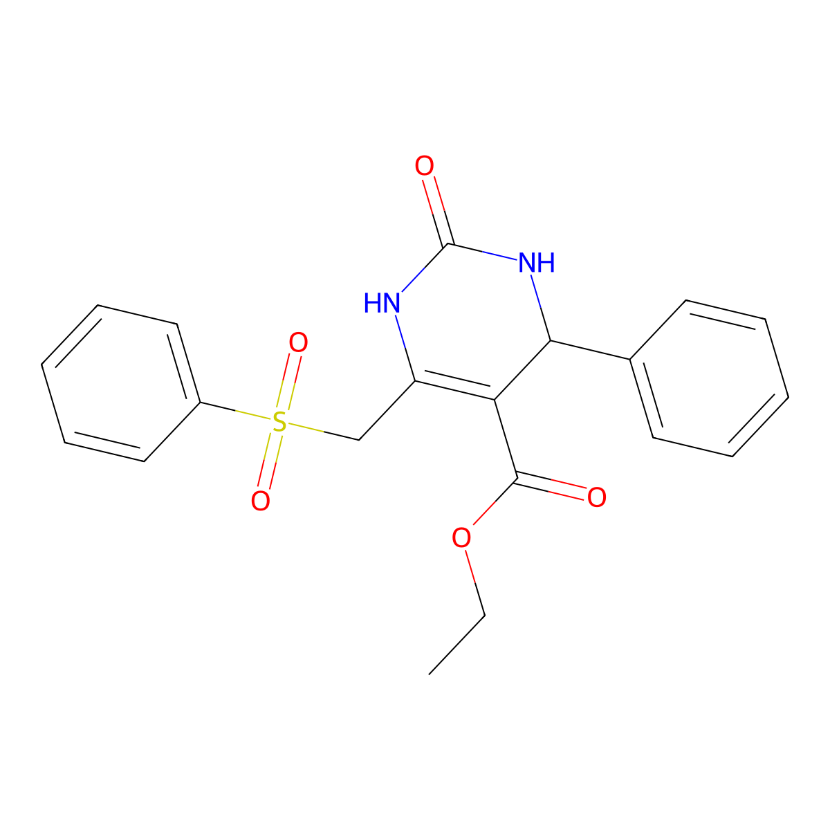 ethyl 6-(benzenesulfonylmethyl)-2-oxo-4-phenyl-3,4-dihydro-1H-pyrimidine-5-carboxylate molecular structure, CAS 727717-78-4