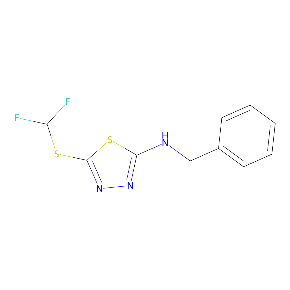 N-benzyl-5-[(difluoromethyl)sulfanyl]-1,3,4-thiadiazol-2-amine molecular structure, CAS 727717-93-3