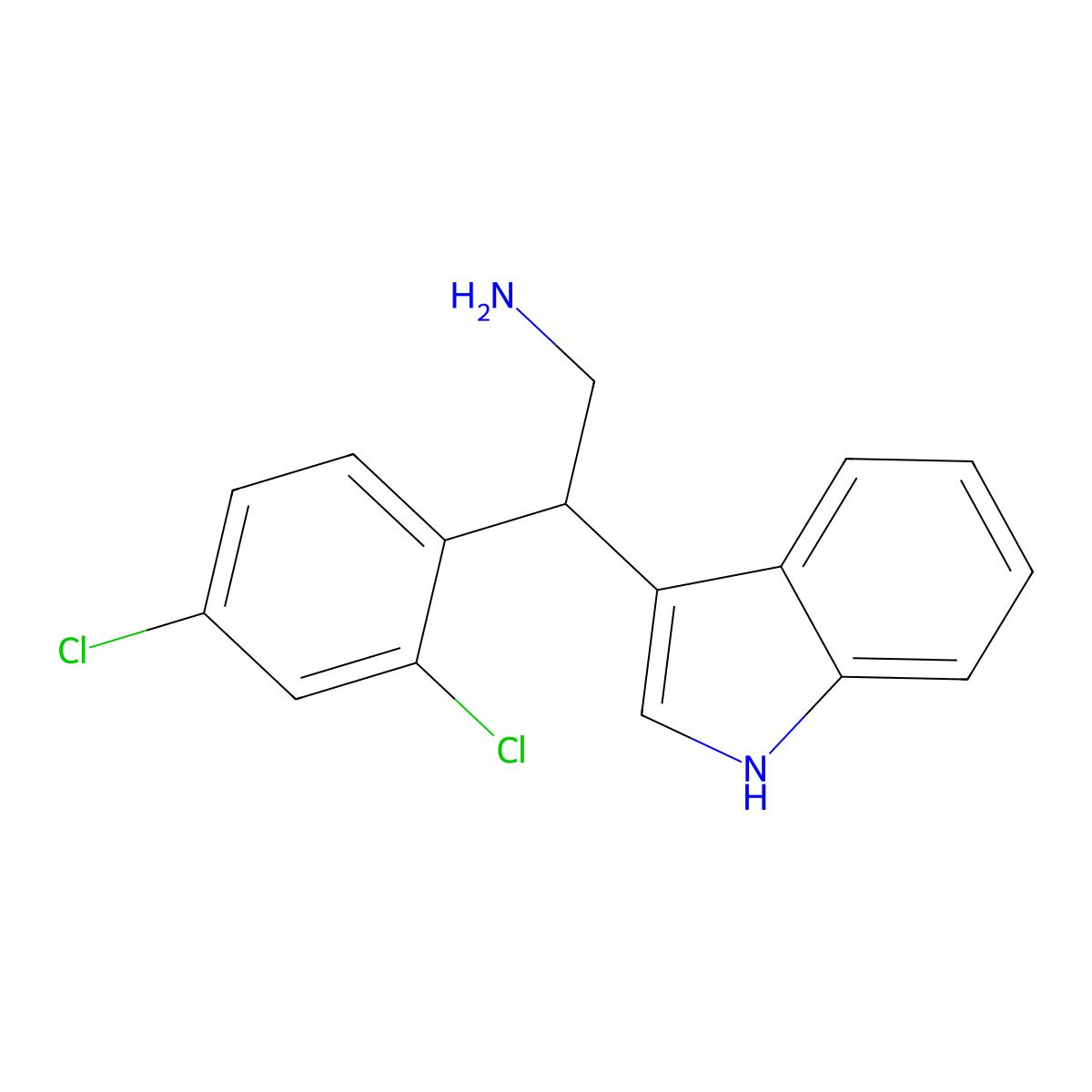 2-(2,4-dichlorophenyl)-2-(1H-indol-3-yl)ethan-1-amine molecular structure, CAS 727718-50-5
