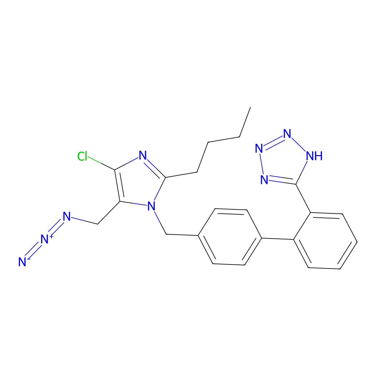 5-[2-[4-[[5-(azidomethyl)-2-butyl-4-chloroimidazol-1-yl]methyl]phenyl]phenyl]-2H-tetrazole molecular structure, CAS 727718-93-6