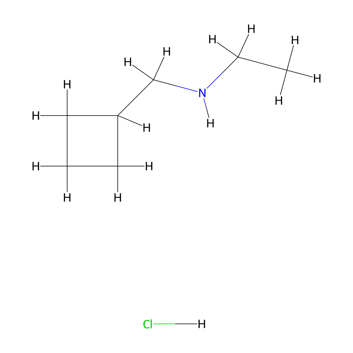 (Cyclobutylmethyl)(ethyl)amine hydrochloride molecular structure, CAS 727732-01-6