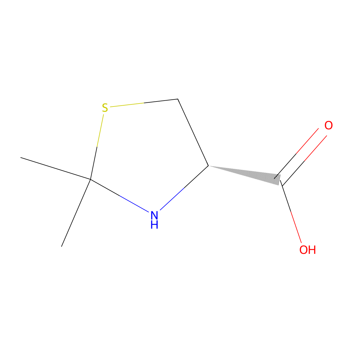 (S)-2,2-Dimethylthiazolidine-4-carboxylic acid molecular structure, CAS 72777-99-2