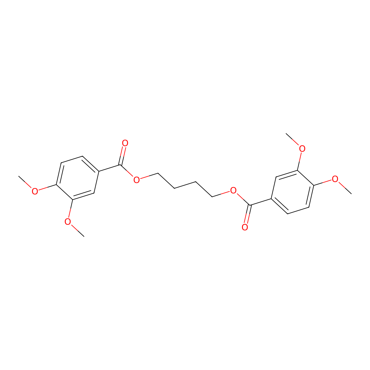 Butane-1,4-diyl bis(3,4-dimethoxybenzoate) molecular structure, CAS 72782-65-1