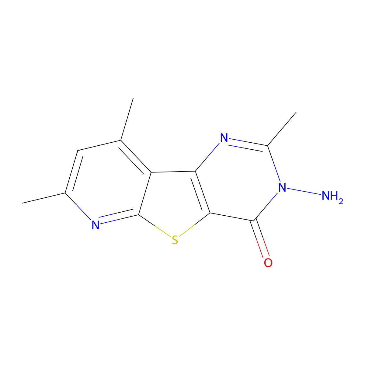 Pyrido(3',2':4,5)thieno(3,2-d)pyrimidin-4(3H)-one, 3-amino-2,7,9-trimethyl- molecular structure, CAS 72786-93-7