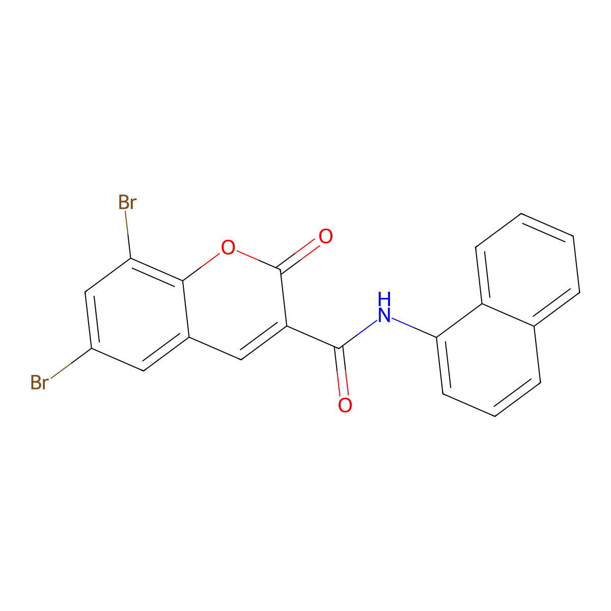 6,8-dibromo-N-(naphthalen-1-yl)-2-oxo-2H-chromene-3-carboxamide molecular structure, CAS 72788-21-7