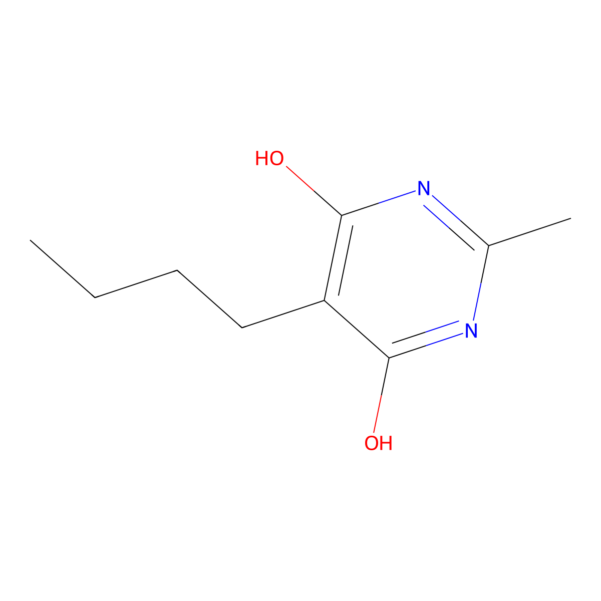 5-Butyl-2-methyl-pyrimidine-4,6-diol molecular structure, CAS 72790-00-2